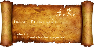 Ádler Krisztián névjegykártya